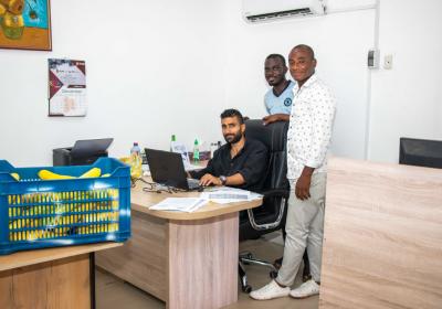 From Left Mr. Mohammed Sitting, Abekah Emmanuel Snr in the Middle, and Mr. Seffah Kwaku Korsah